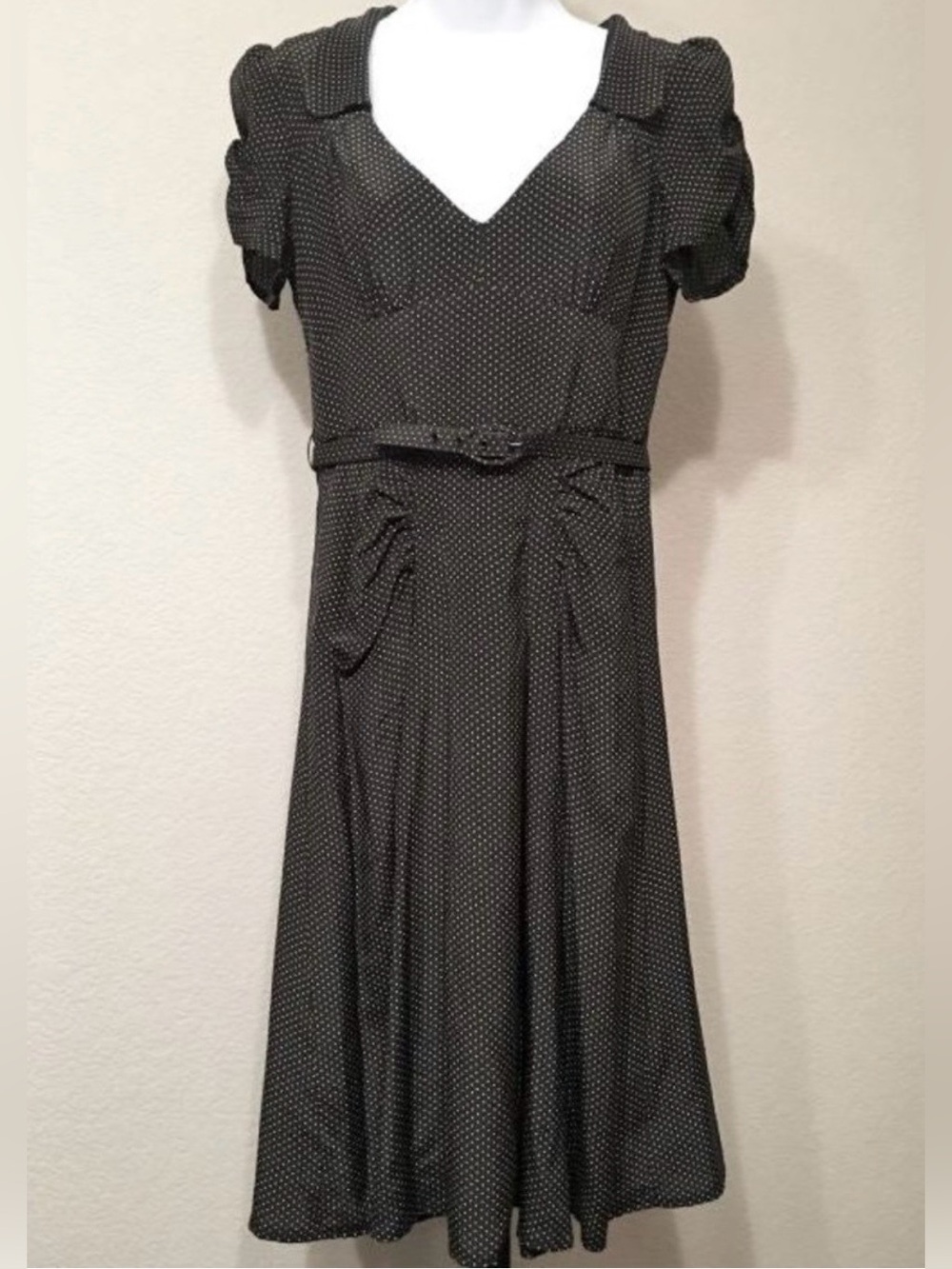 Vintage Nanette Lepore Black Polka Dot Midi Dress